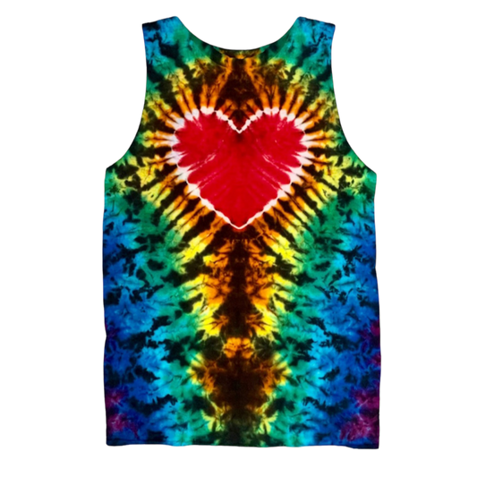 Black Rainbow Psychedelic Scrunch with Heart Tank #11