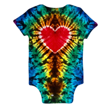 Black Rainbow Psychedelic Scrunch with Heart Baby Onesie #11